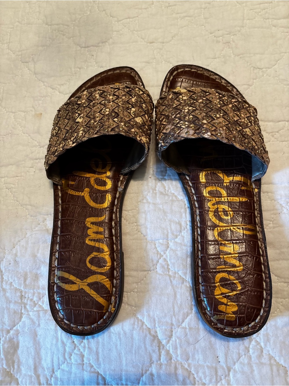 Sam Edelman Brown Woven Slide Mules